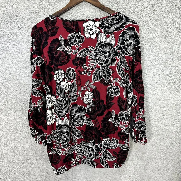 Apt .9 t op XL purple floral‎ ruched banded waist boho cottagecore whimsical - Picture 8 of 8